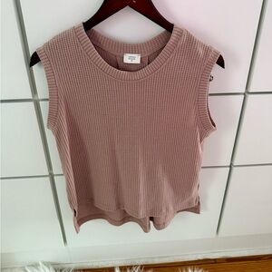 Casual Mauve Waffle Knit Tank Top